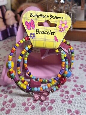Butterflies And Blossoms Multicolor Beaded Bracelet